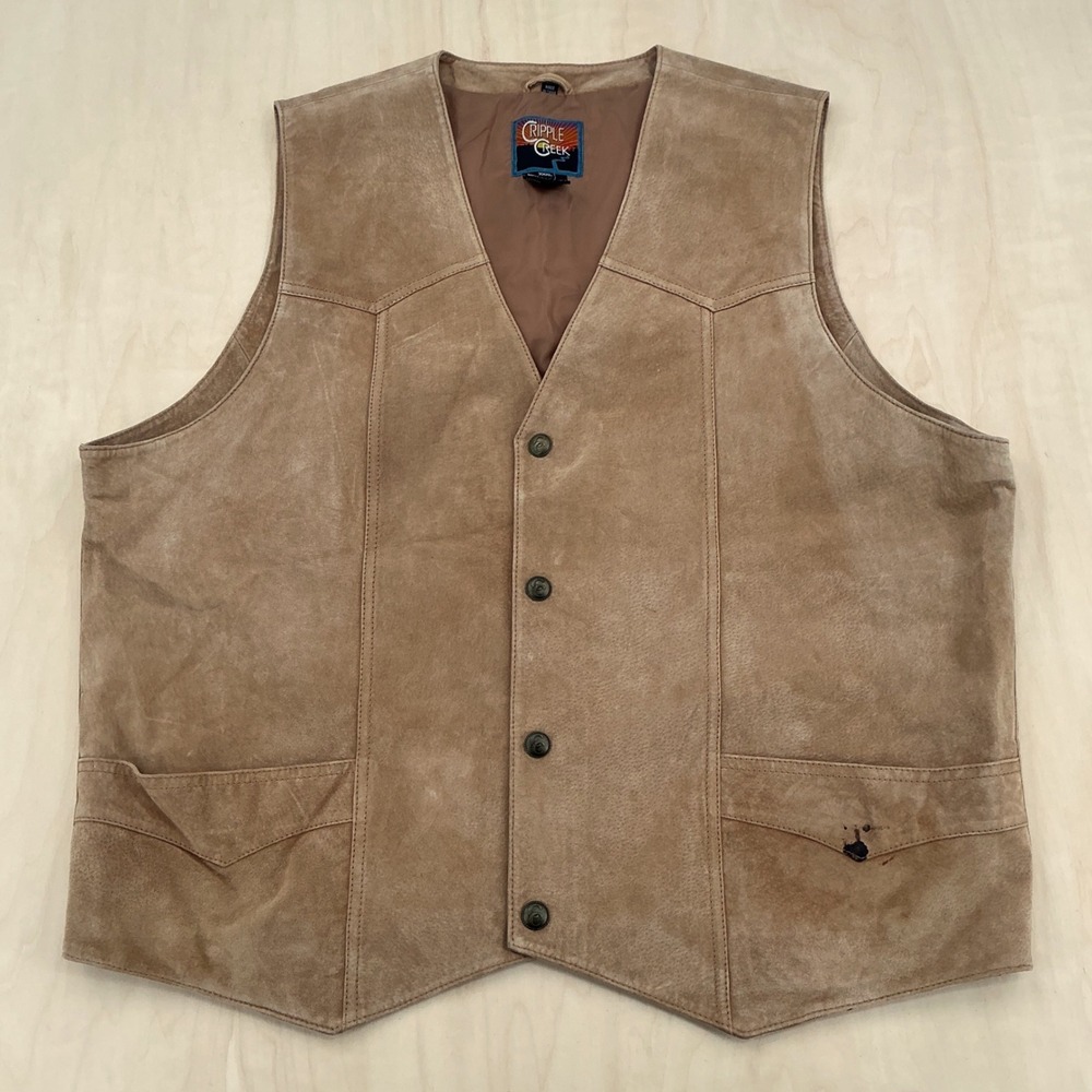 Cripple Creek Leather Suede Vest Mens XXXL Tan Western Cowboy Rugged Boho